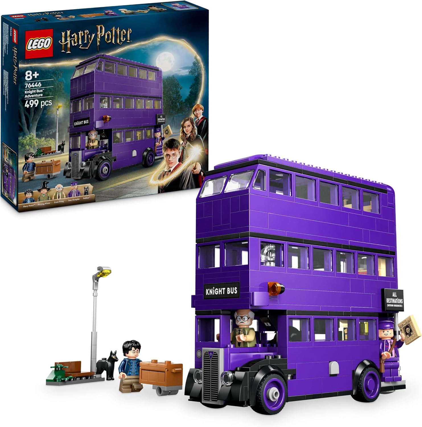 LEGO Harry Potter Avventura su Nottetempo - Autobus Giocattolo del Mondo Magico con 5 Minifigure da Collezione e Accessori come Bacchette Magiche - Regalo per Bambine e Bambini da 8 Anni - 76446