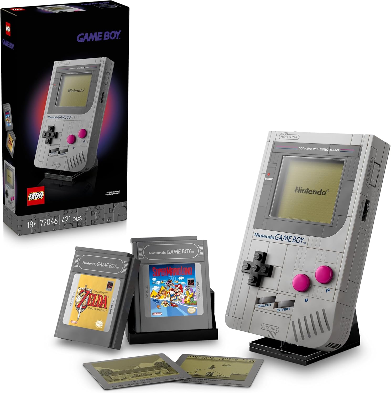 LEGO Super Mario Game Boy Set da Costruzione per Adulti - Modello da Esposizione Nintendo con 2 Cartucce con Schermi Lenticolari Incluso Zelda e Stand - Regalo Retrò per i Fan dei Videogiochi - 72046