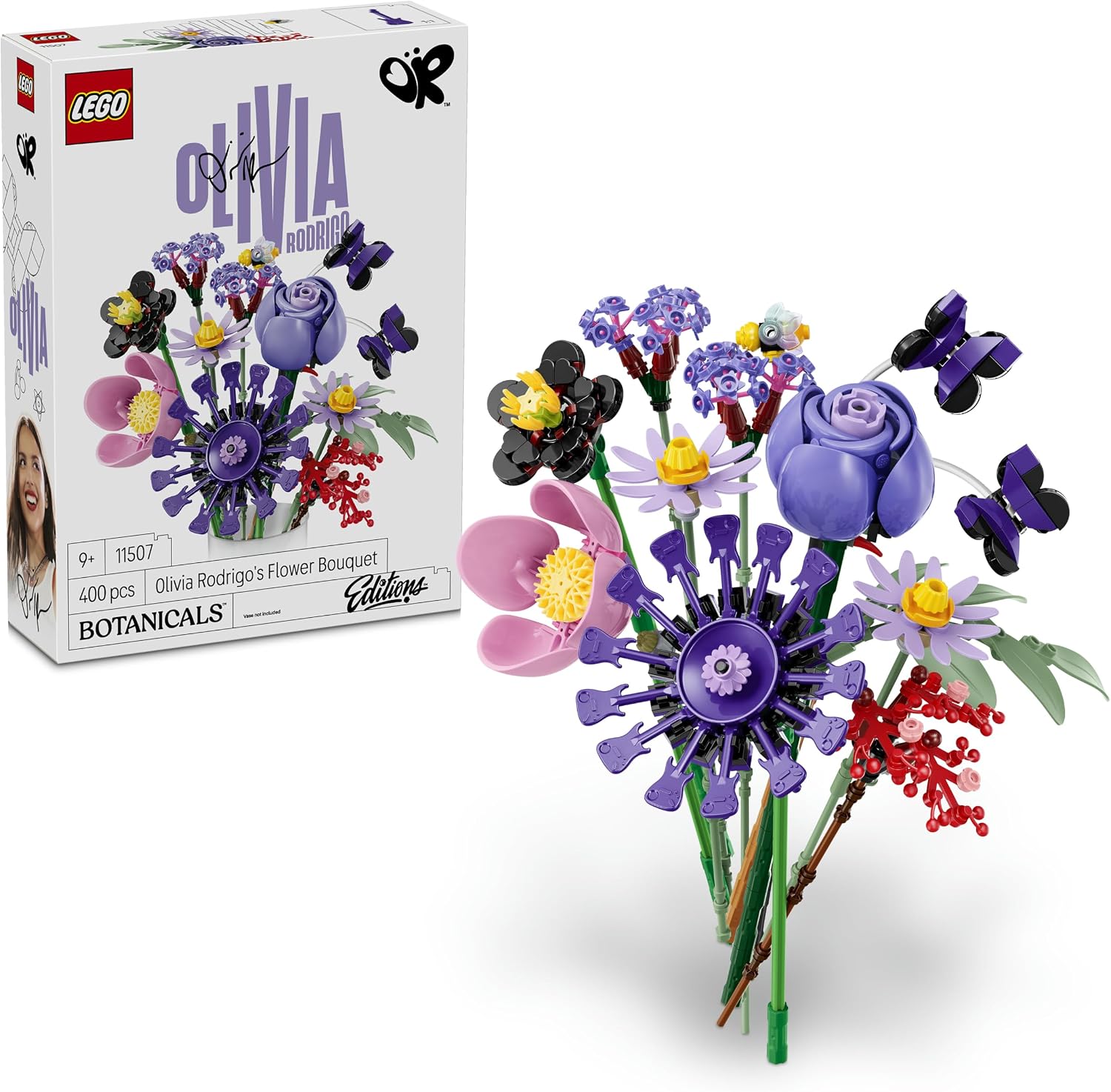 LEGO Botanicals & Editions Bouquet di Fiori di Olivia Rodrigo - 11 Fiori Artificiali tra cui Rose e Margherite - Decorazione per Camera da Letto - Idea Regalo per Bambine da 9 Anni in su - 11507